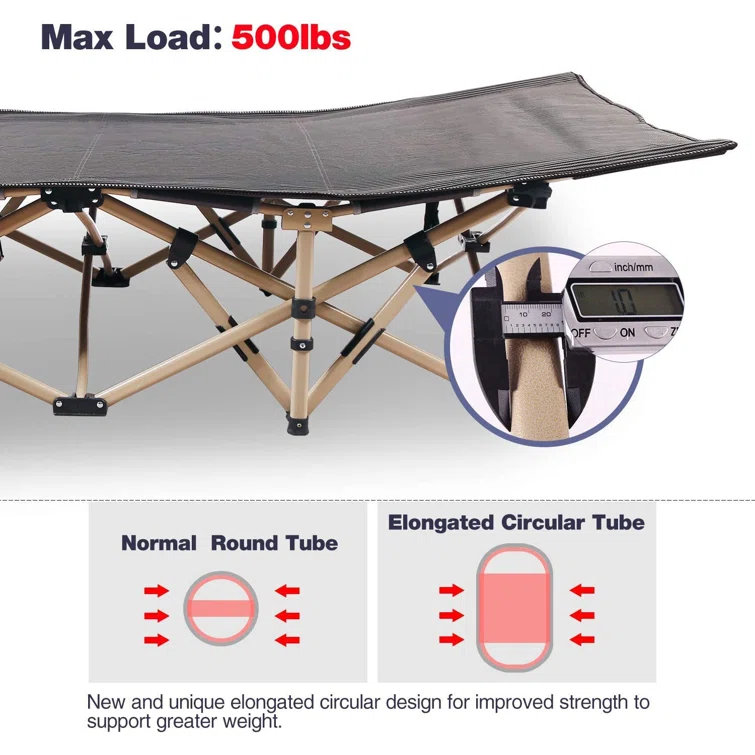 REDCAMP Folding Camping Cot for Adults 500lbs, Heavy Duty Wide Sleeping